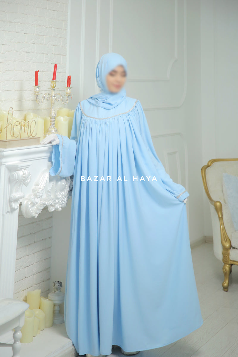 Haniya Sky Blue Abaya Gown - Elegently ...